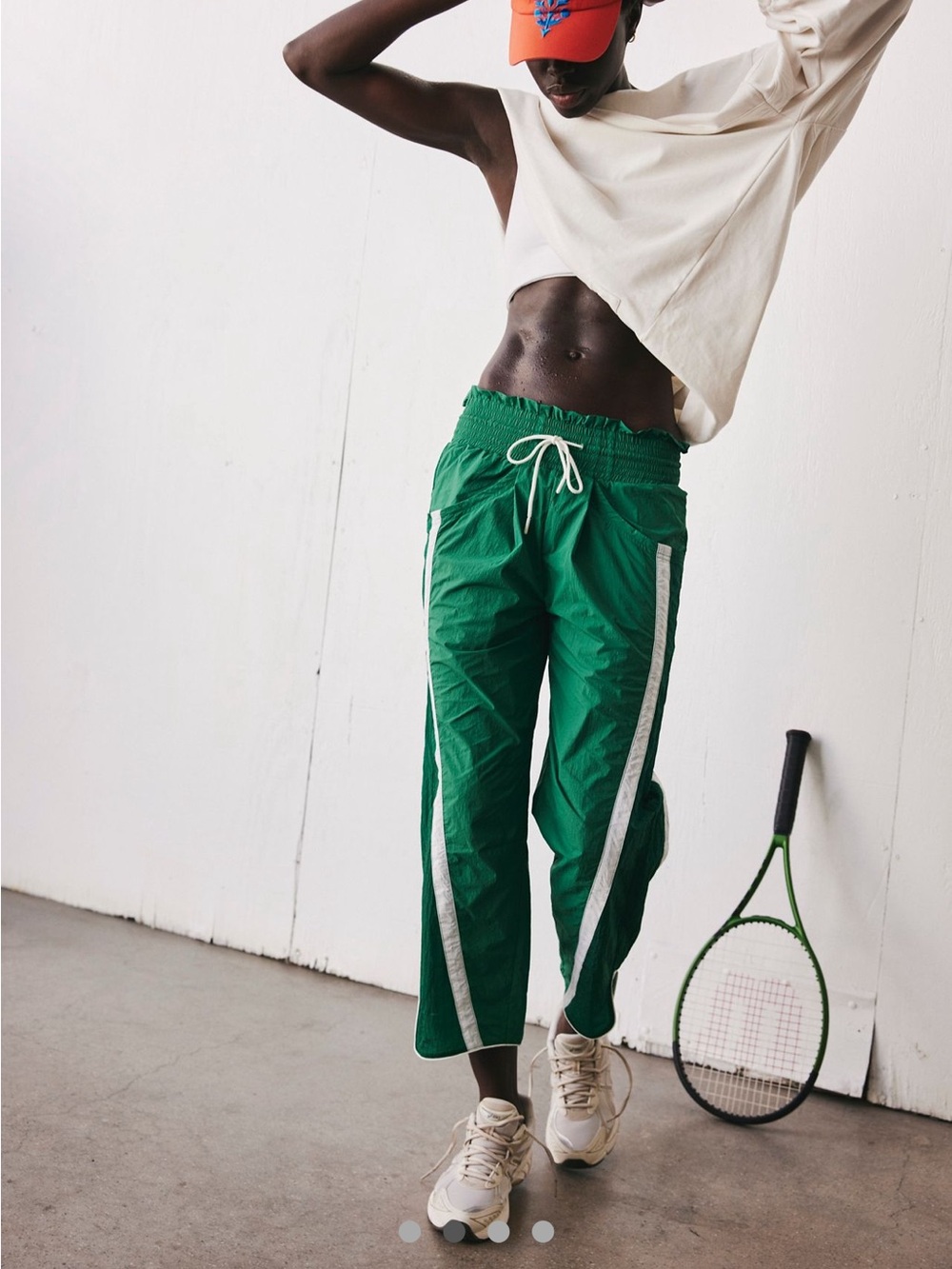 FP Movement by Free People Green Track Pants with White Side Stripes